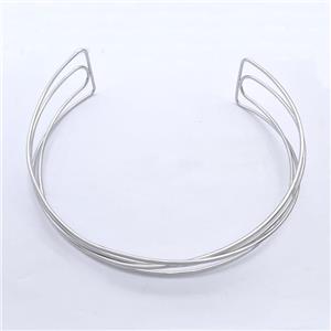 Copper Wire Collar Necklace Platinum Plated, approx 40mm, 2mm, 15cm dia