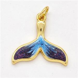 Copper Shark-tail Pendant Painted 18K Gold Plated, approx 14-18mm