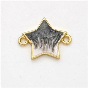 Copper Star Connector Black Painted 18K Gold Plated, approx 13.5mm