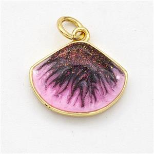 Copper Scallop Pendant Painted 18K Gold Plated, approx 12-15.5mm