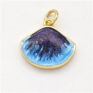 Copper Scallop Pendant Painted 18K Gold Plated, approx 12-15.5mm