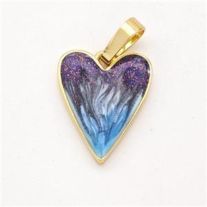 Copper Heart Pendant Painted 18K Gold Plated, approx 12-15mm