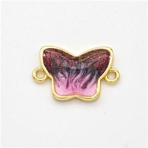 Copper Butterfly Connector Painted 18K Gold Plated, approx 10-14mm