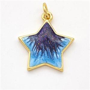 Copper Star Pendant Painted 18K Gold Plated, approx 17mm