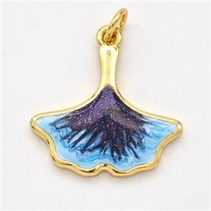 Copper Ginkgo-Leaf Pendant Painted 18K Gold Plated, approx 18-20mm