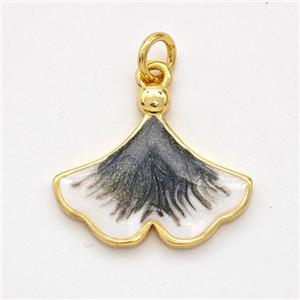 Copper Ginkgo-Leaf Pendant Black Painted 18K Gold Plated, approx 16-18.5mm