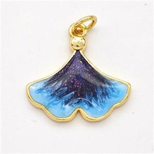 Copper Ginkgo-Leaf Pendant Painted 18K Gold Plated, approx 16-18.5mm