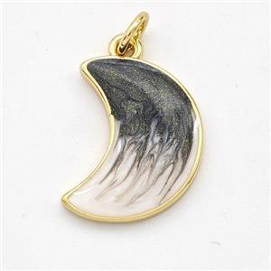 Copper Moon Pendant Black Painted 18K Gold Plated, approx 13-17mm