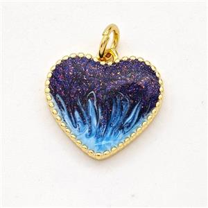 Copper Heart Pendant Painted 18K Gold Plated, approx 15mm