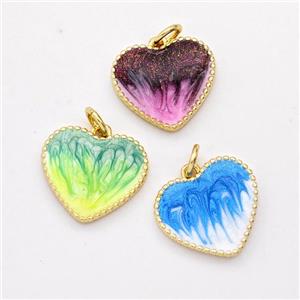 Copper Heart Pendant Painted 18K Gold Plated Mixed, approx 15mm