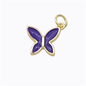 Copper Butterfly Pendant Purple Enamel Gold Plated, approx 10-11mm