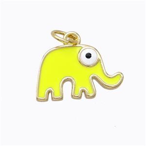 Copper Elephant Pendant Yellow Enamel Gold Plated, approx 10-16mm