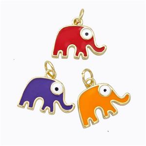 Copper Elephant Pendant Enamel Gold Plated Mixed, approx 10-16mm