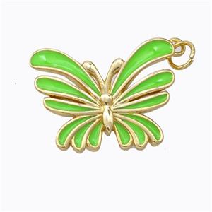 Copper Butterfly Pendant Green Enamel Gold Plated, approx 16-21mm