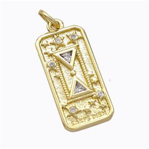 Copper Star Pendant Pave Zirconia Rectangle Gold Plated, approx 10.5-20mm