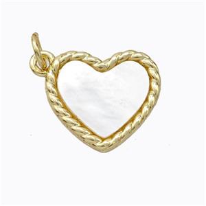 Copper Heart Pendant Pave Shell Gold Plated, approx 16mm