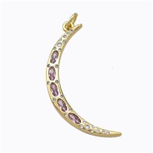 Copper Moon Pendant Micropave Zirconia Gold Plated, approx 4-33mm