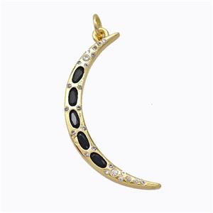 Copper Moon Pendant Micropave Zirconia Gold Plated, approx 4-33mm