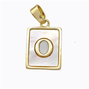 Copper Letter-O Pendant Pave Shell Gold Plated, approx 12-15mm