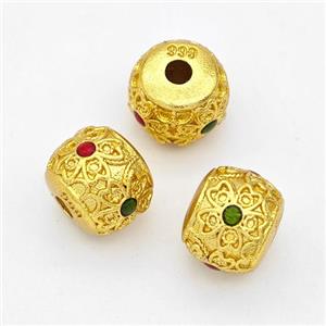 Copper Round Beads Red Green Painted Gold Plated, approx 8-9mm