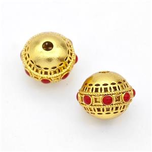 Copper Round Beads Pave Howlite Gold Plated, approx 9-11mm