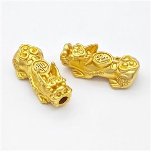 Copper Pixiu Charms Beads Large Hole Gold Plated, approx 16-35mm, 4mm hole