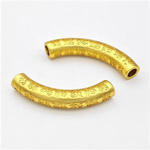 Copper Tube Beads Curving Lucky Fu Large Hole Gold Plated, approx 7.5-43mm, 4mm hole