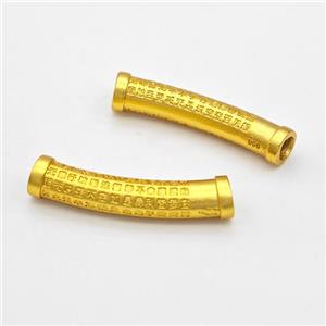 Copper Tube Beads Curving Buddhist Large Hole Gold Plated, approx 7-36mm, 4mm hole