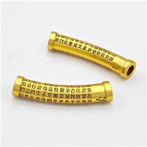 Copper Tube Beads Painted Curving Buddhist Large Hole Gold Plated, approx 7-36mm, 4mm hole