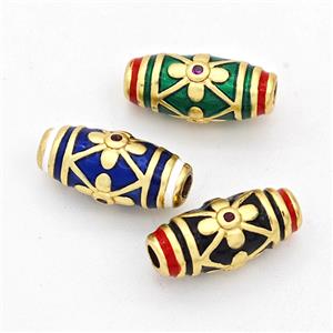 Copper Rice Beads Enamel Gold Plated Mixed, approx 6-13mm