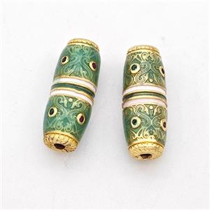 Copper Rice Beads Pave Zirconia Green Painted Gold Plated, approx 6-16mm