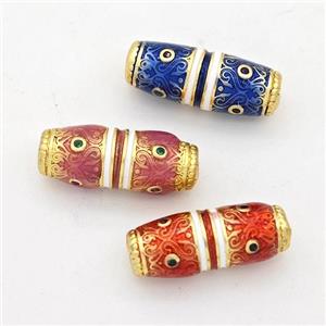 Copper Rice Beads Pave Zirconia Painted Gold Plated Mixed, approx 6-16mm