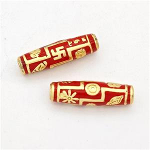 Copper Rice Beads Red Enamel Gold Plated, approx 4.5-15.5mm