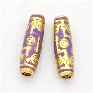 Copper Rice Beads Lavender Enamel Gold Plated, approx 4.5-15.5mm