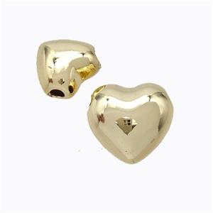 Copper Heart Beads Hollow Large Hole Gold Plated, approx 10mm, 2mm hole