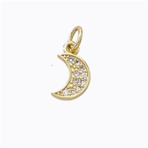 Copper Moon Pendant Pave Zirconia Gold Plated, approx 7-9mm