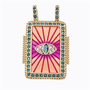 Copper Tarot Card Pendant Micropave Zirconia Eye Gold Plated, approx 18-30mm