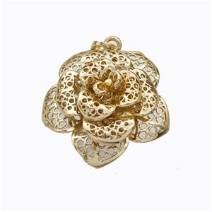 Copper Rose Flower Pendant Gold Plated, approx 30mm