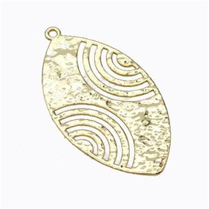 Copper Leaf Pendant Flat Gold Plated, approx 28-46mm