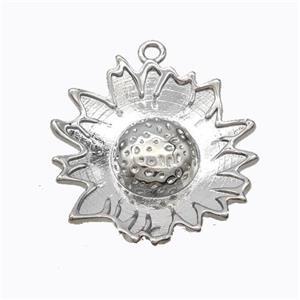 Copper Sunflower Pendant Platinum Plated, approx 25-27mm