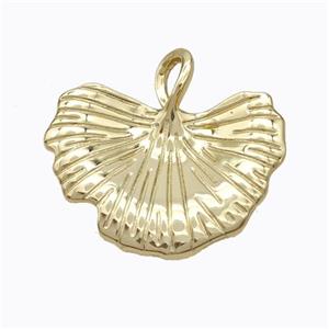 Copper Ginkgo Leaf Pendant Gold Plated, approx 28-30mm