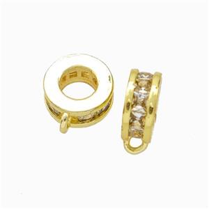 Copper Hanger Bail Micropave Zirconia Gold Plated, approx 8mm, 4mm hole