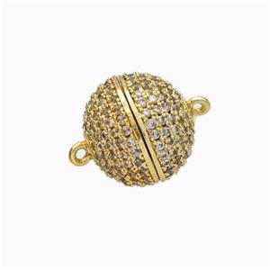 Copper Magnetic Clasp Micropave Zirconia Ball Gold Plated, approx 14mm