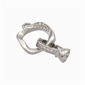 Copper Cordend Clasp Pave Zirconia Platinum Plated, approx 13mm, 7-12mm