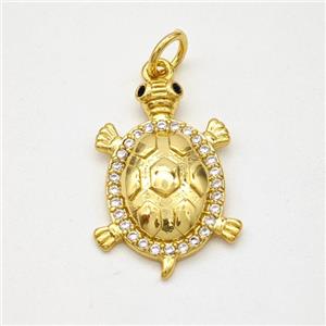 Copper Tortoise Pendant Micropave Zirconia Gold Plated, approx 13-20mm