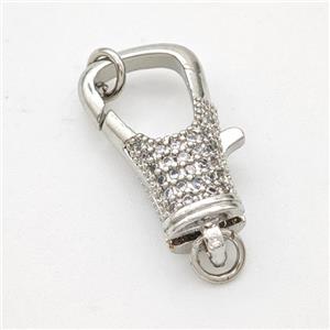 Copper Lobster Clasp Micropave Zirconia Platinum Plated, approx 10-20mm