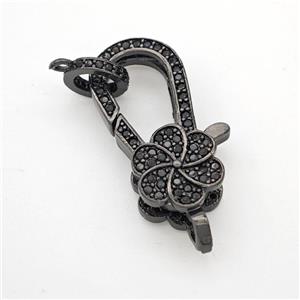 Copper Lobster Clasp Micropave Zirconia Flower Black Plated, approx 10-28mm