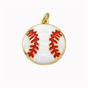 American Football Charms Copper Pendant White Red Enamel Sports Gold Plated, approx 16mm