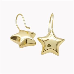 Copper Star Hook Earrings Gold Plated, approx 23mm