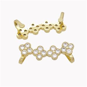 Copper Clover Brooch Micropave Zirconia Gold Plated, approx 8-30mm